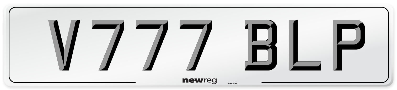 V777 BLP Number Plate from New Reg